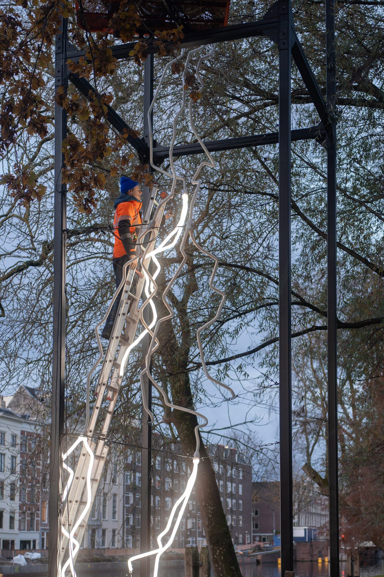 Close-up of LED elements before power-on