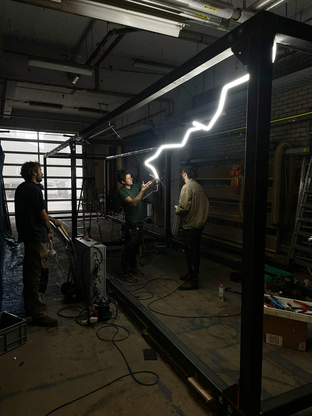 Flexible LED strips shaped into the bolt form