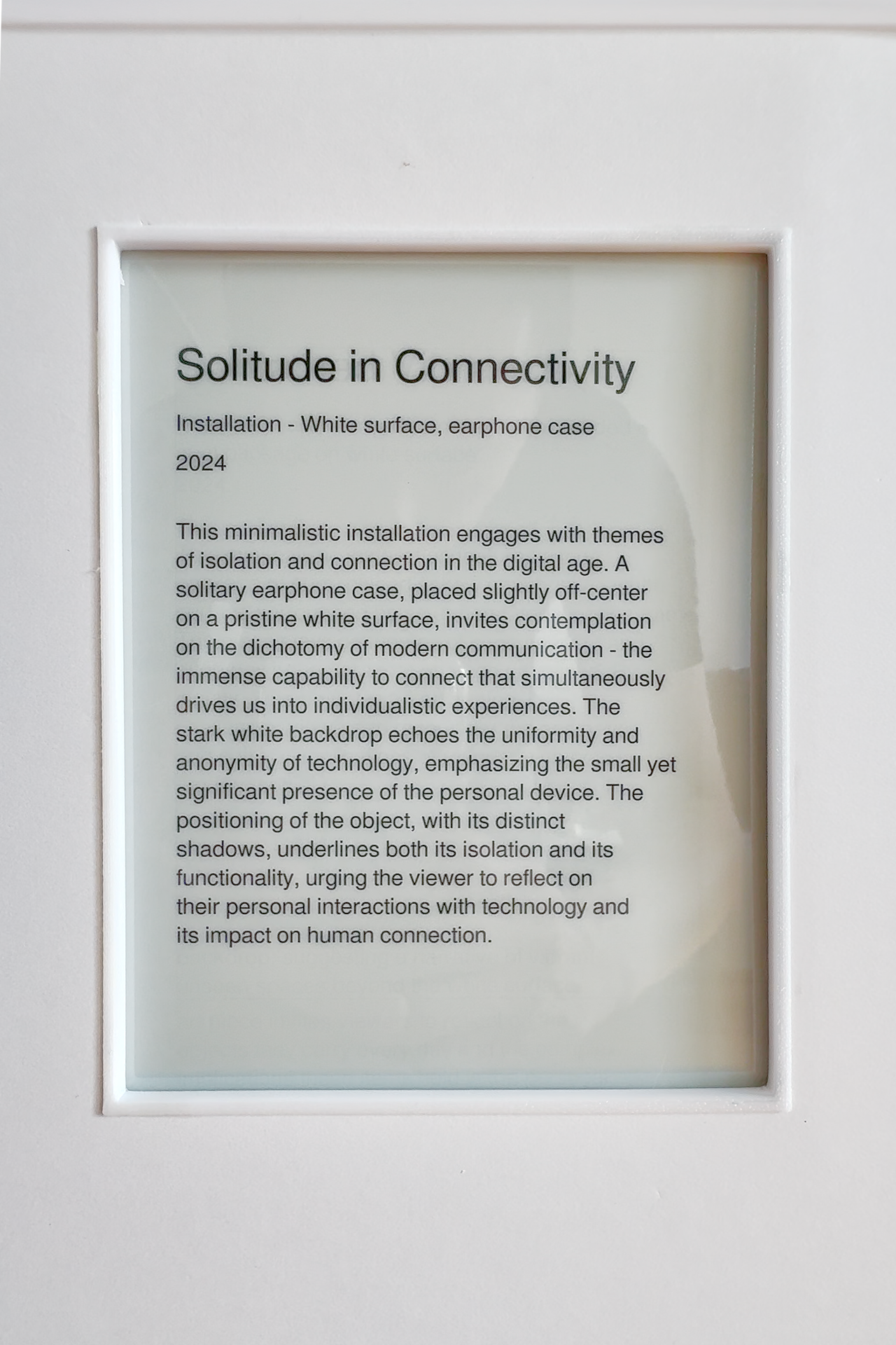 AI-generated plaque: Solitude in Connectivity